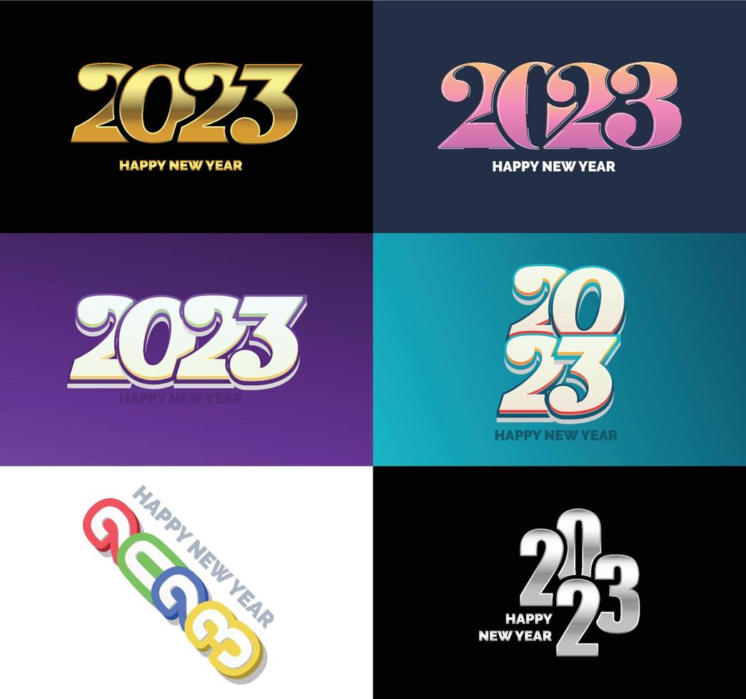 Big Set of 2023 Happy New Year logo text design 2023 number design template vector