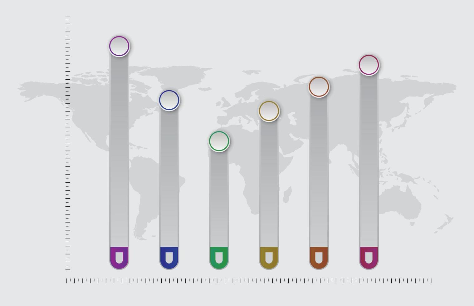 Infographic template of volume  column graph, presentation infographic vector