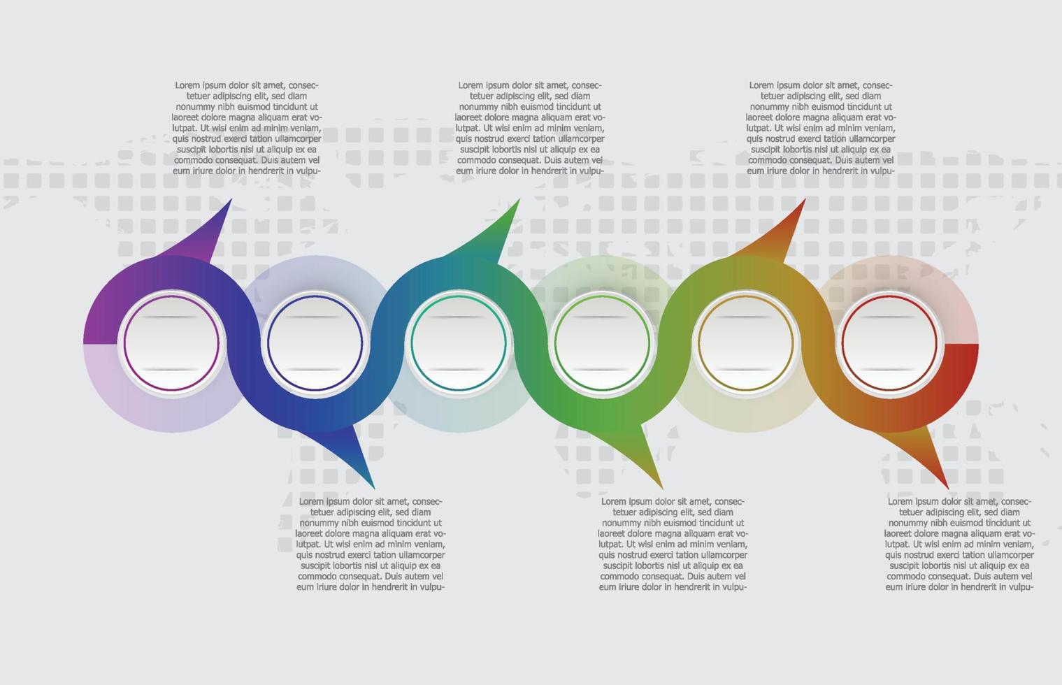 plantilla infográfica del círculo moderno de la línea de tiempo del paso del proceso, vector infográfico de presentación