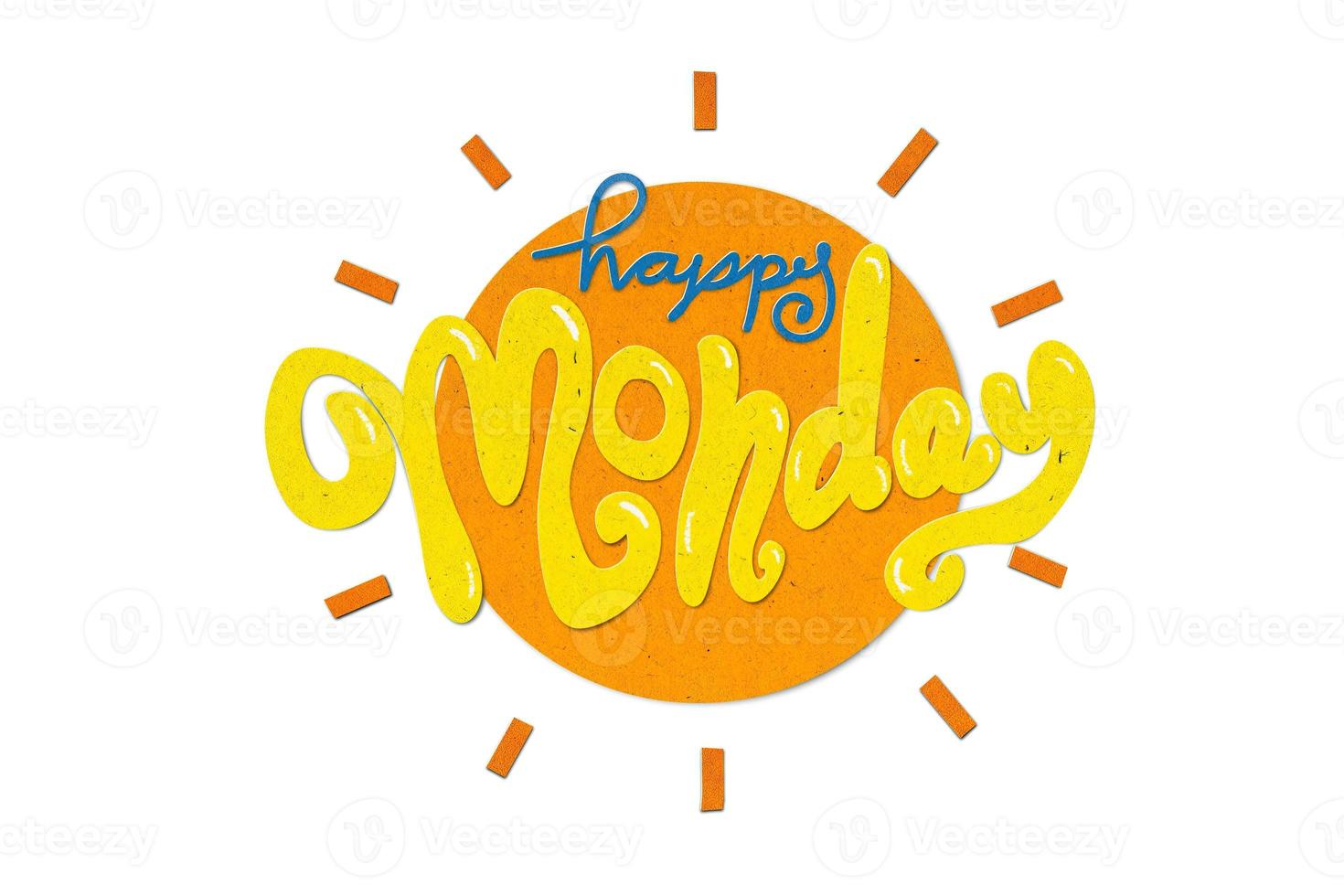 Word Happy Monday in chat box paper cut style background photo