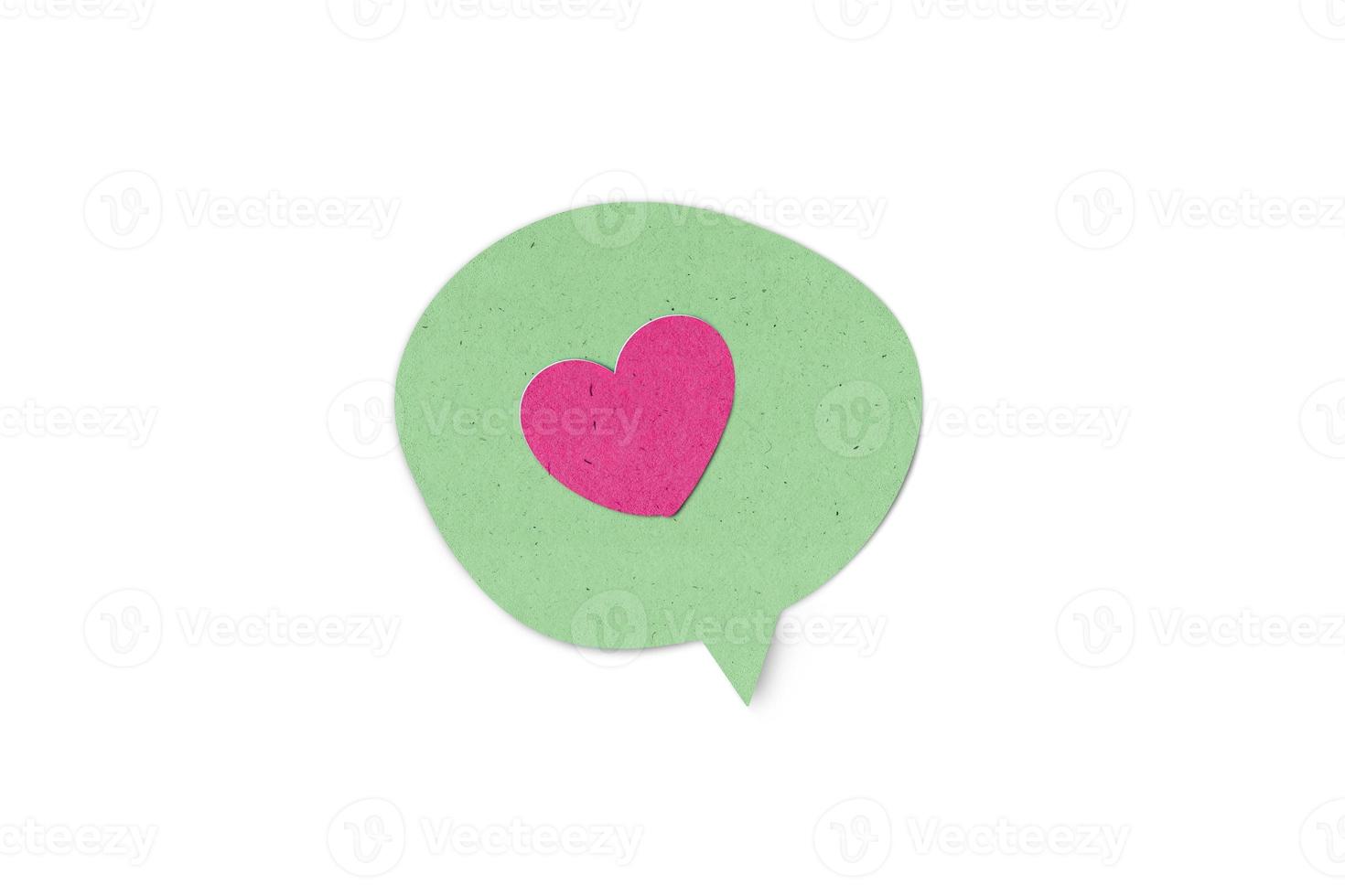 signo de forma de corazón o amor en el cuadro de chat fondo de estilo de corte de papel foto
