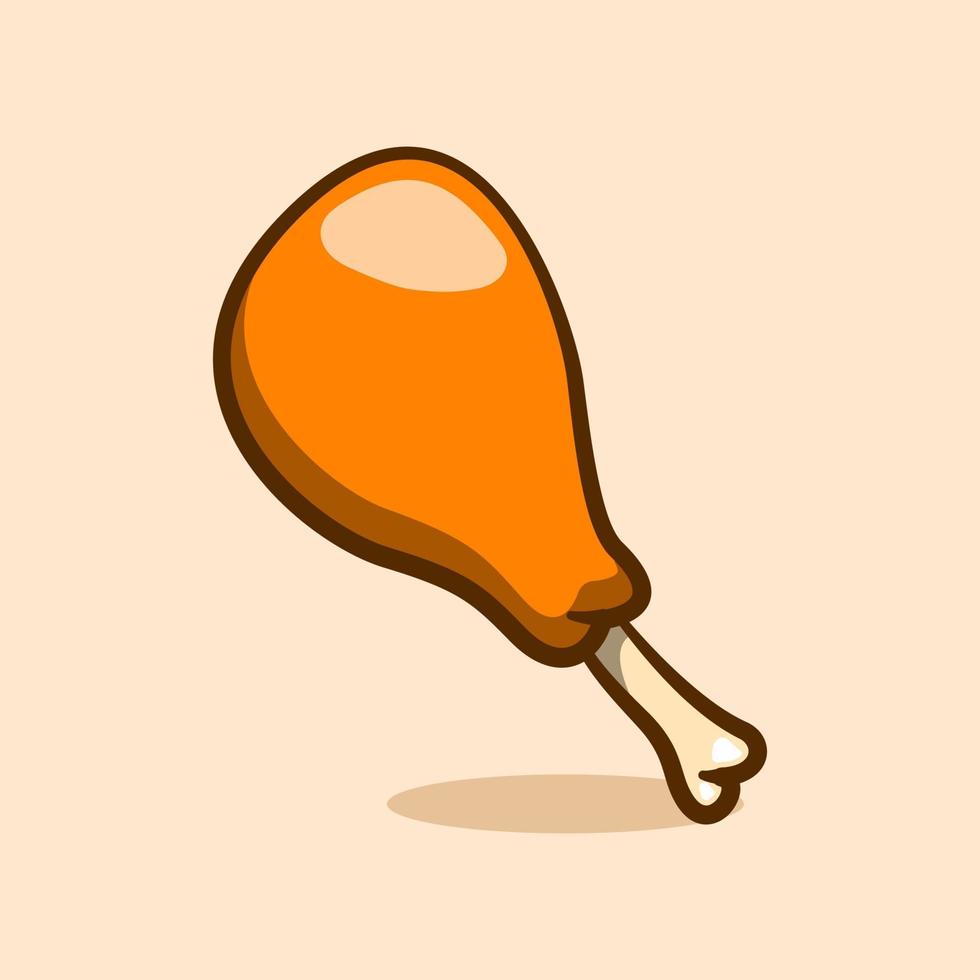 fried chicken thigh cute illustration concept in cartoon style vector