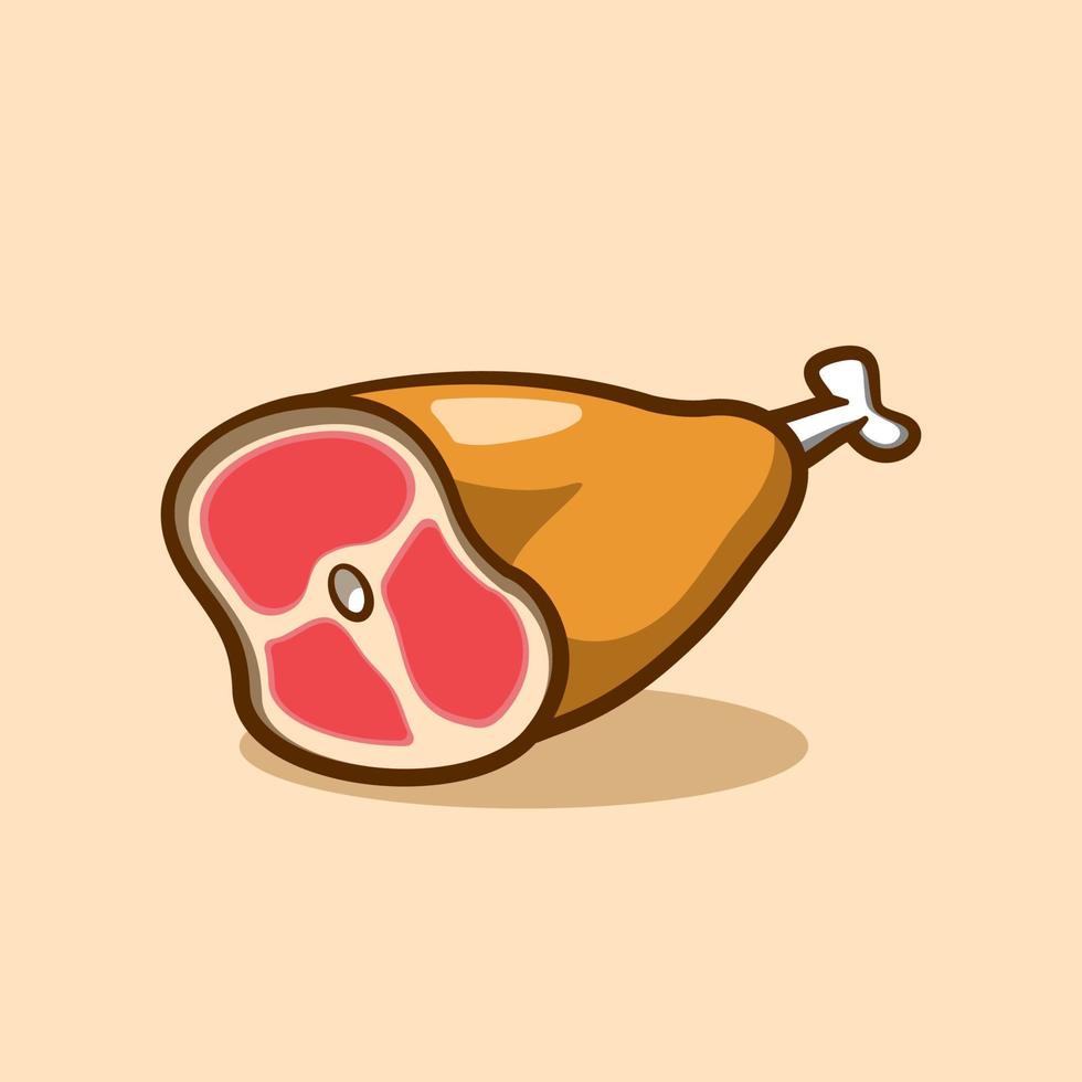 cute illustration concept of meat on bone in cartoon style vector