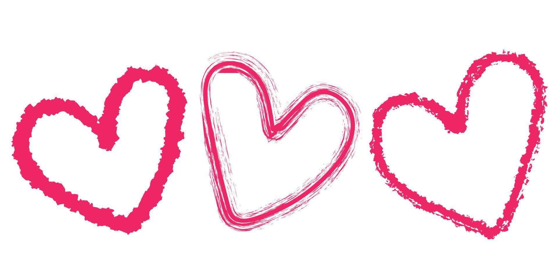 conjunto de corazón dibujado a mano y garabato para elemento, amor, san valentín, tarjeta vector