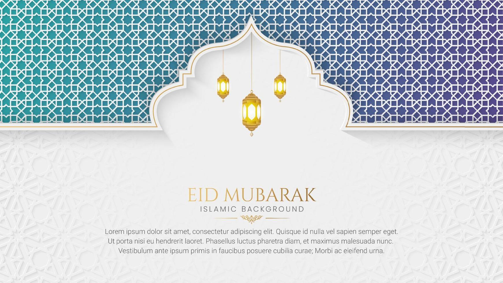 ramadan kareem árabe islámico elegante fondo ornamental de lujo blanco y dorado con patrón árabe y marco de arco decorativo vector