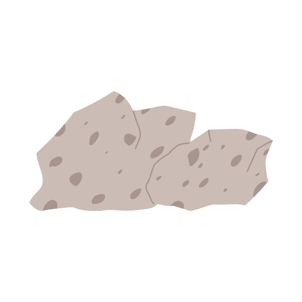 Hand drawn rocks or stones, cartoon flat vector illustration isolated on white background. Boulder or mountain part, geology concept. Pile of hard minerals.