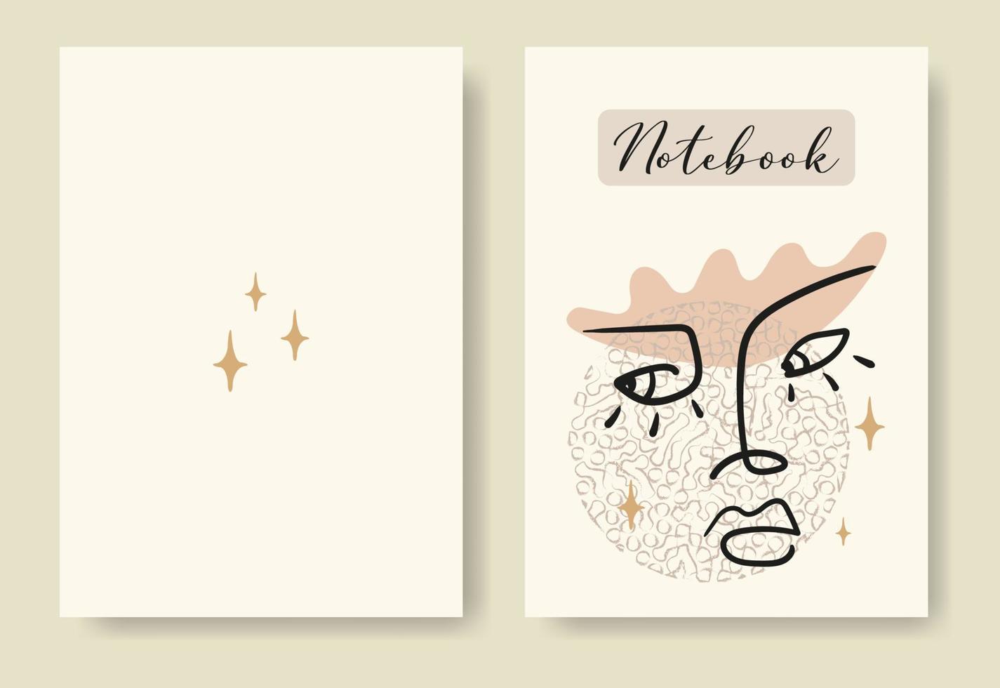 Cover with abstract woman face - doodle hand drawn elements vector