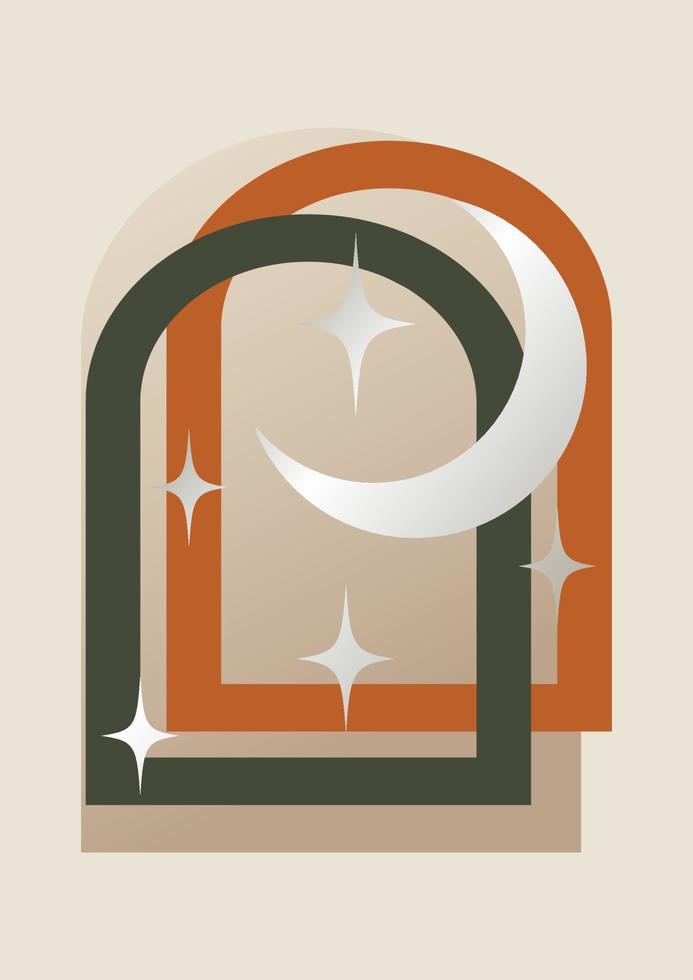 Abstract gradient illustration with arch and moon. vector
