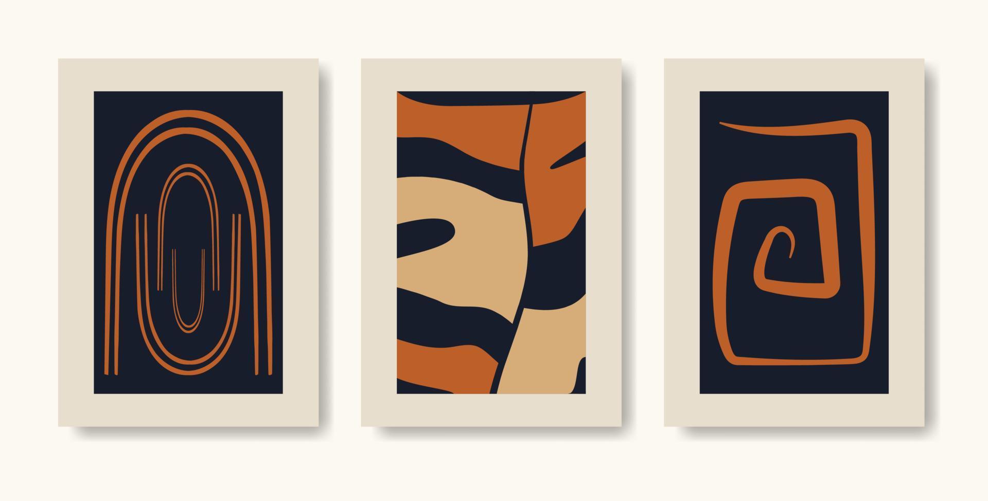 Set of terracota minimalist abstract aesthetic illustrations. vector