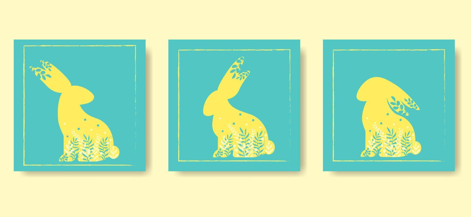 Happy Easter Set of greeting cards, posters, holiday covers. vector