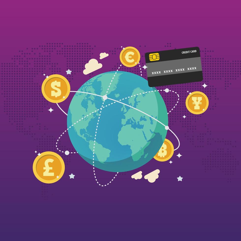 Global Network Credit Card Concept vector