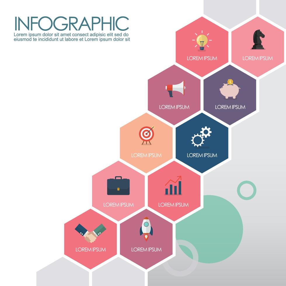 Colorful hexagon presentation template vector