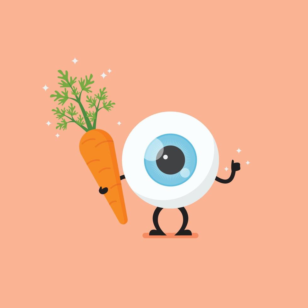 Eye ball holding fresh carrot vector