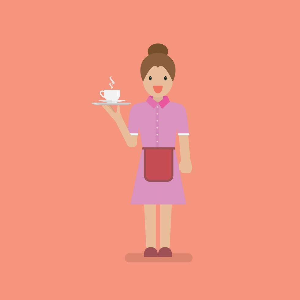 Waitress character serve a cup of coffee vector