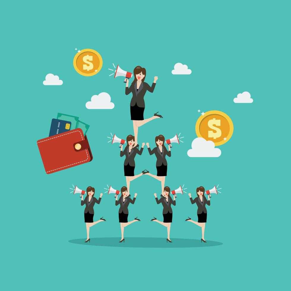 Business pyramid network of Ponzi scheme vector
