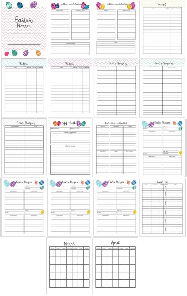 Easter Planner template vector