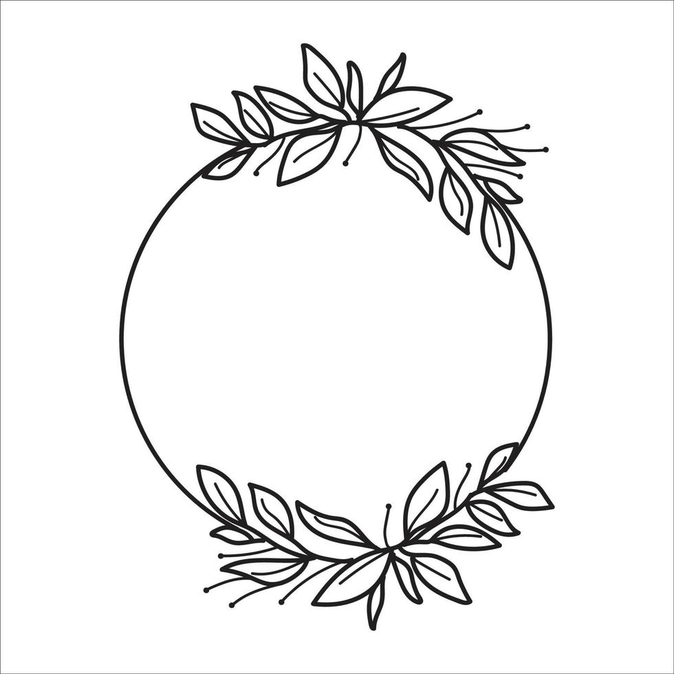 black outline with circular invitation leaf decoration vector