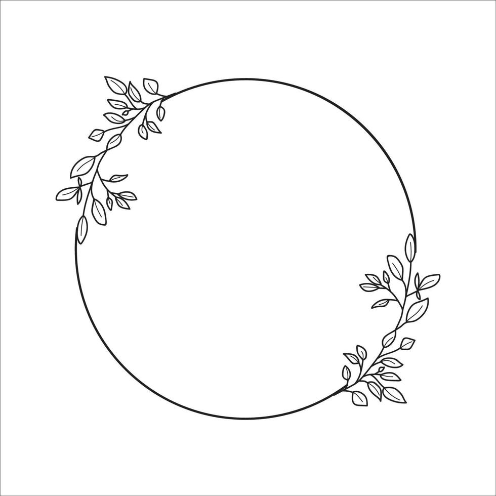 black outline with circular invitation leaf decoration vector