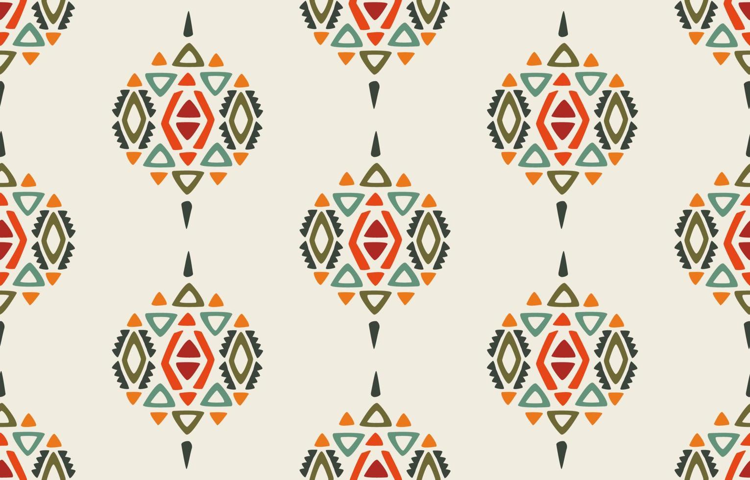 patrón sin costuras ikat. Fondo de bordado tradicional indio africano tribal geométrico vectorial. moda bohemia. tela étnica alfombra batik ornamento chevron textil decoración papel pintado vector