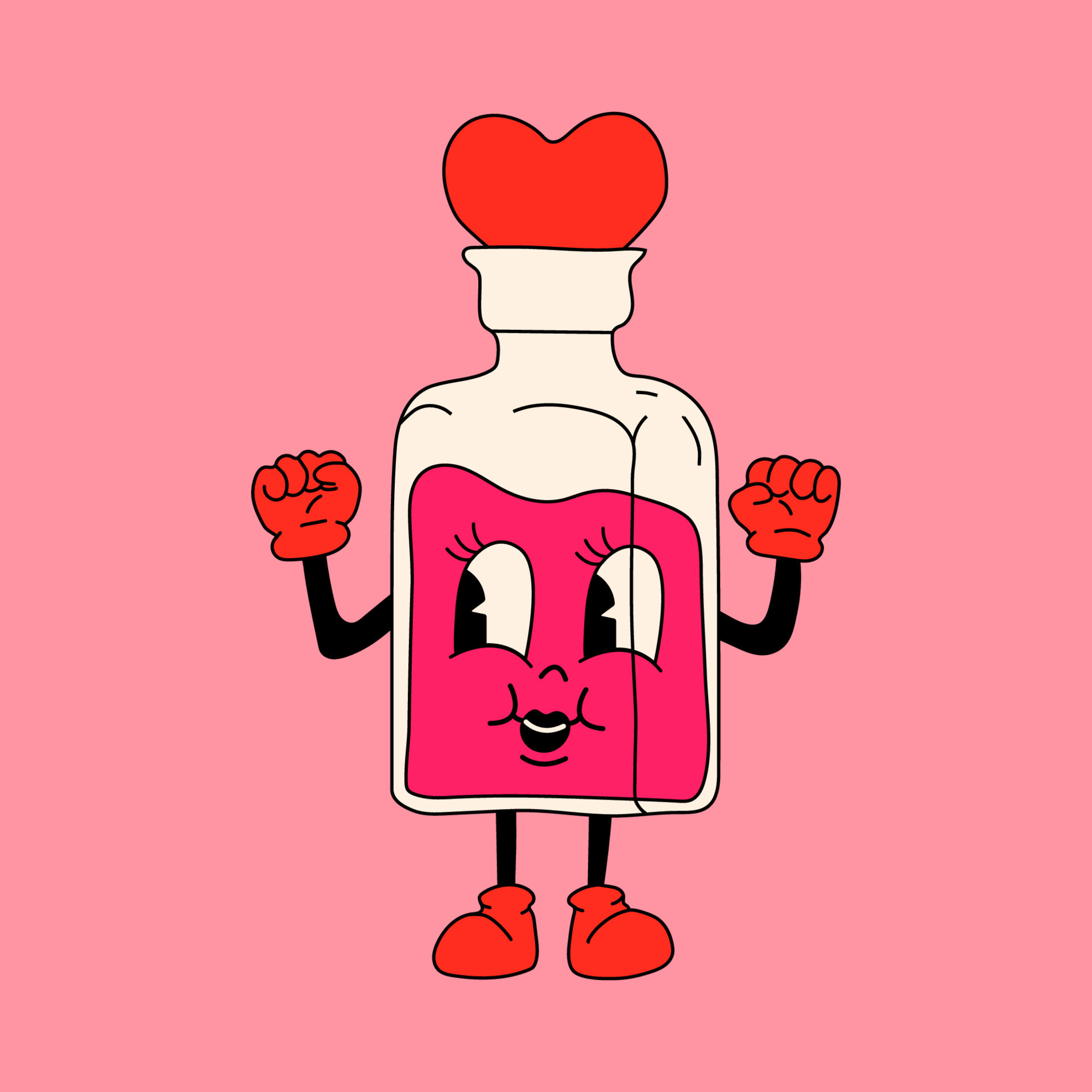 Glass bottle with magic love potion. 30s cartoon mascot character -. 40s, 50s, 60s old animation flat illustration 17187258 Vector Art at Vecteezy Glass bottle with magic love potion. 30s cartoon mascot character -. 40s, 50s, 60s old animation flat illustration 17187258 Vector Art at Vecteezy