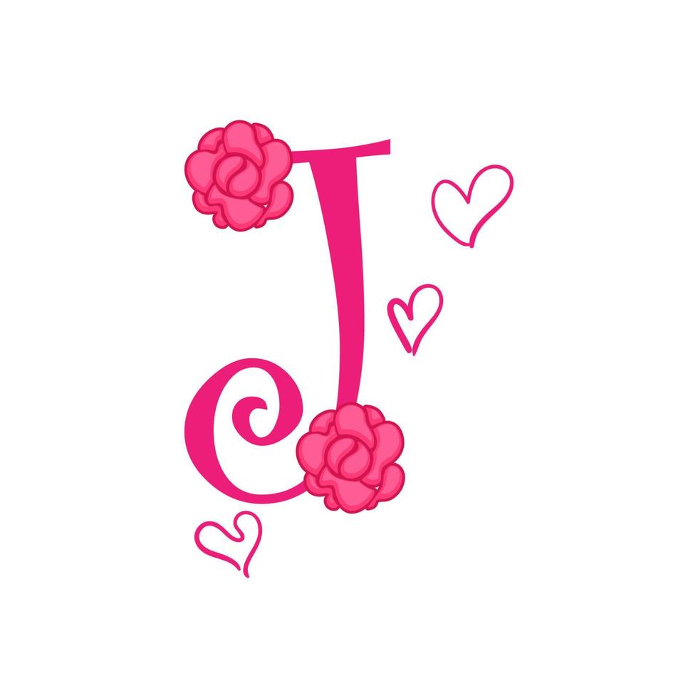 typography vector illustration valentine, flower, love in pink color.