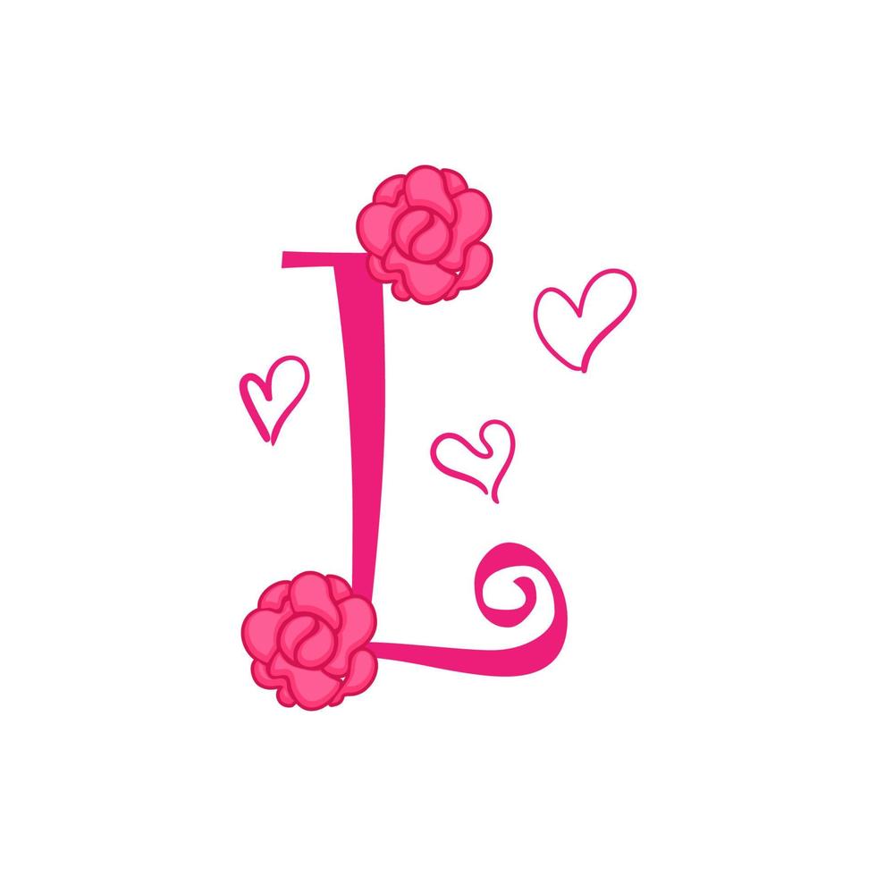 tipografía vector ilustración san valentín, flor, amor en color rosa.