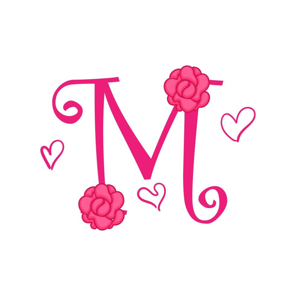 typography vector illustration valentine, flower, love in pink color.