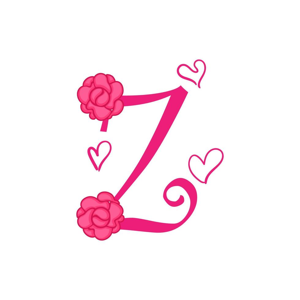 typography vector illustration valentine, flower, love in pink color.