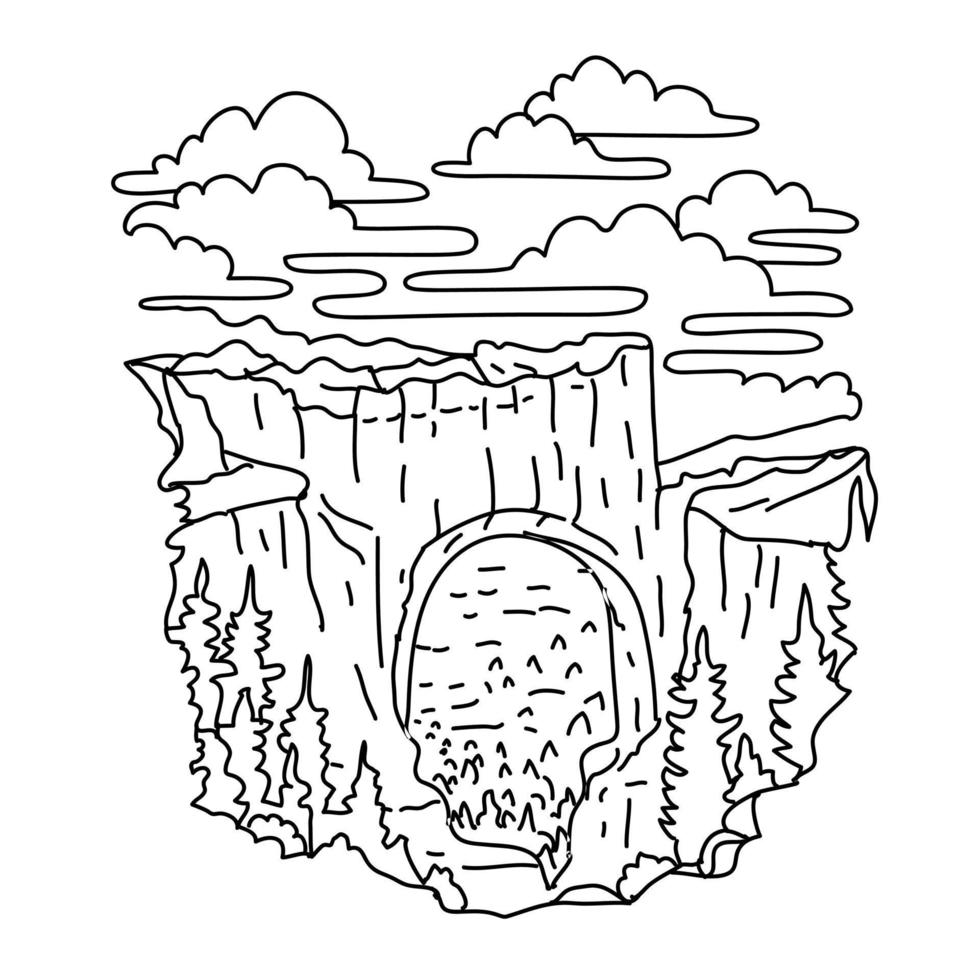 puente natural en el parque nacional bryce canyon utah monoline line art drawing vector