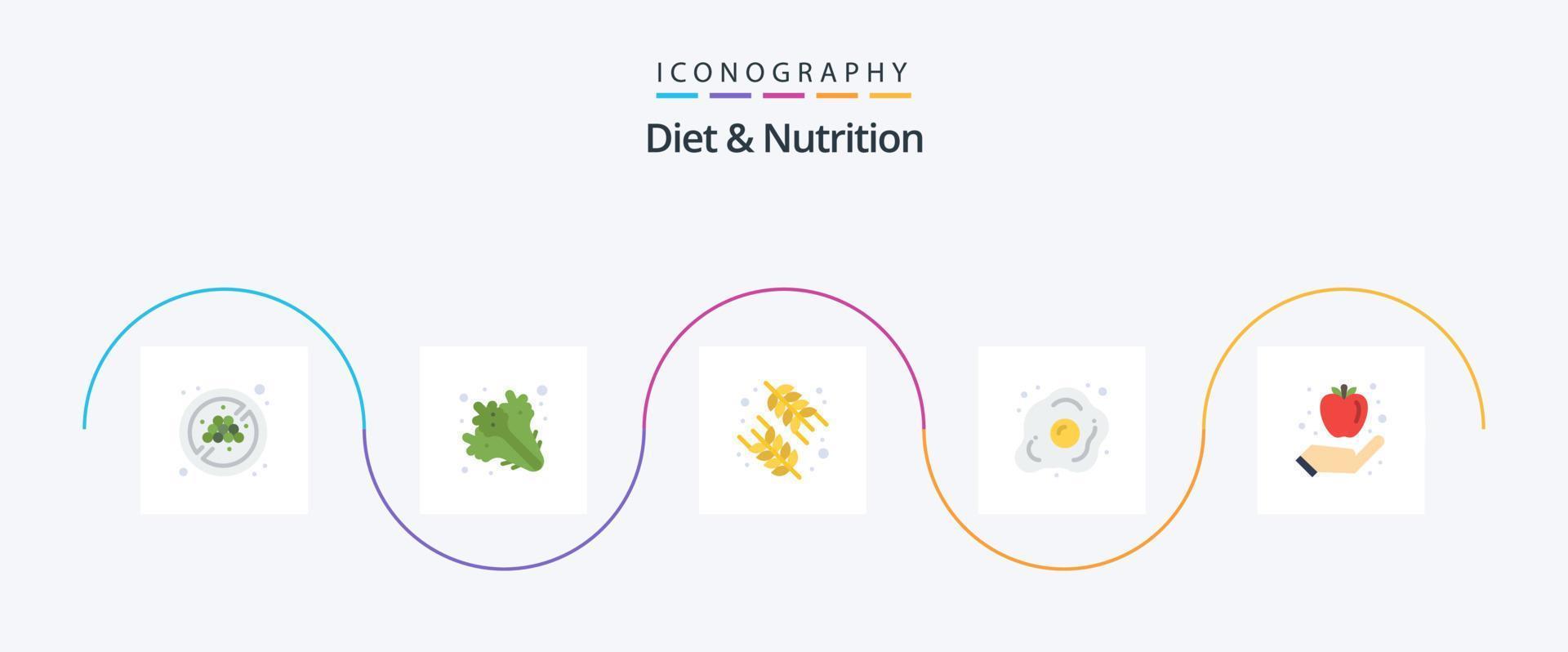 Diet And Nutrition Flat 5 Icon Pack Including fruit. nutrition. food. healthy. egg vector