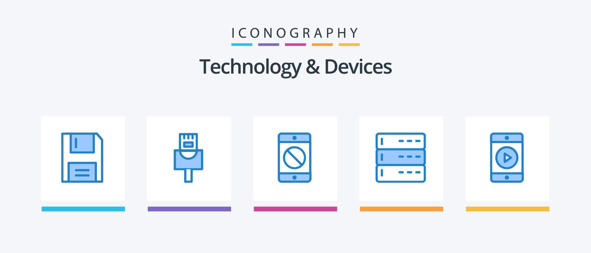 Devices Blue 5 Icon Pack Including movie. server. device. devices. admin. Creative Icons Design vector