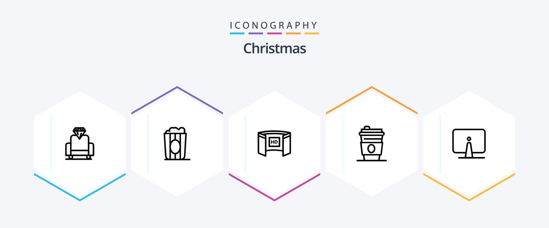 Christmas 25 Line icon pack including desktop. back. display. drink. beverage vector