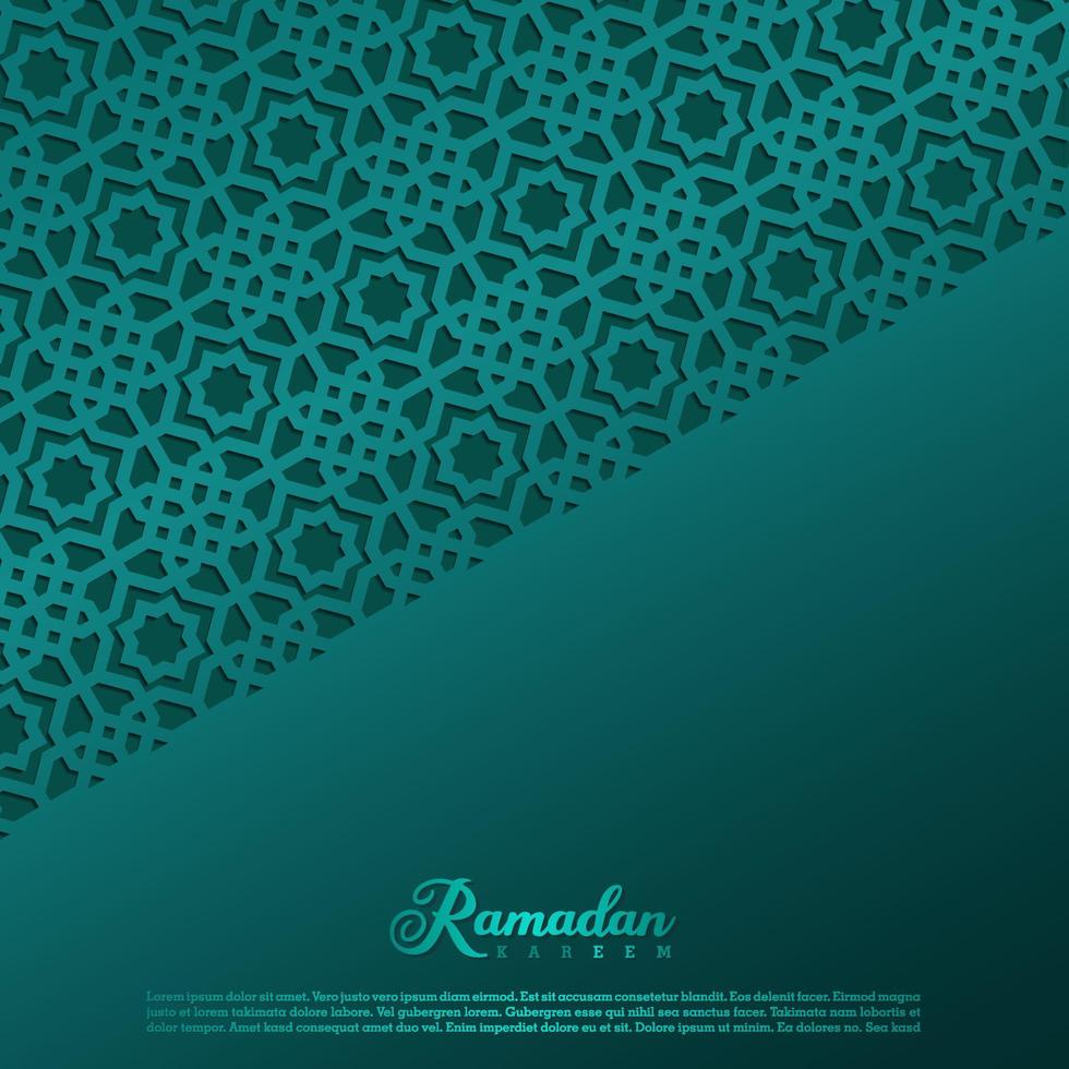 islamic greeting ramadan kareem card design background with modern ornament vector