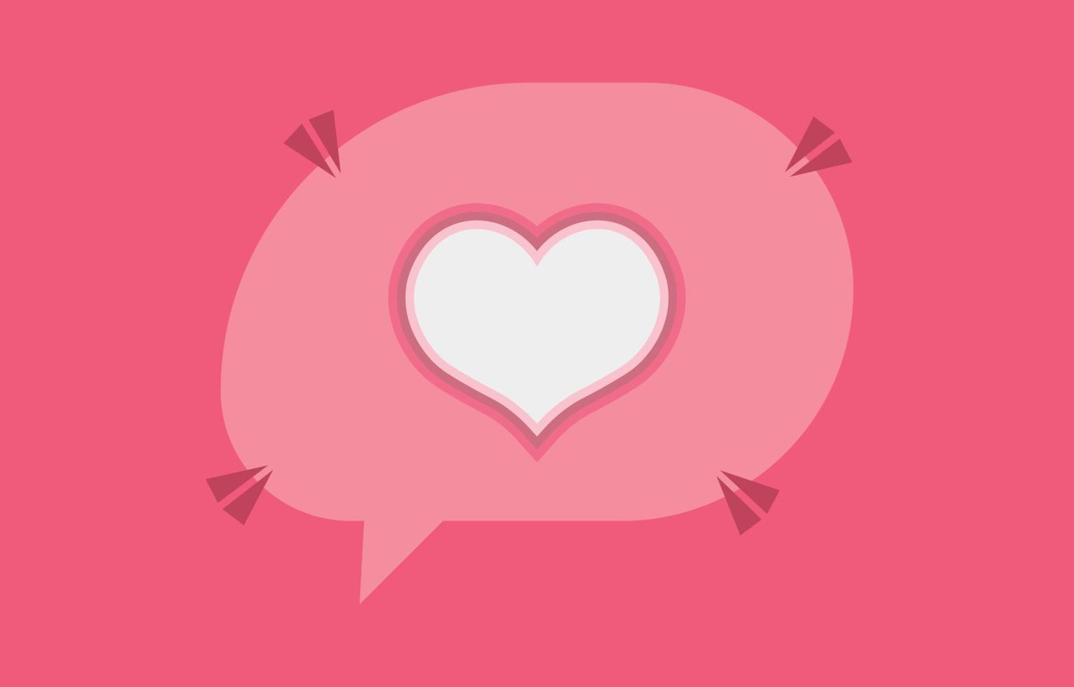 Valentine's day speech bubbles. Show a heart shape in sweet colors. The concept of sending love through messages. social media chat couple on pink background vector