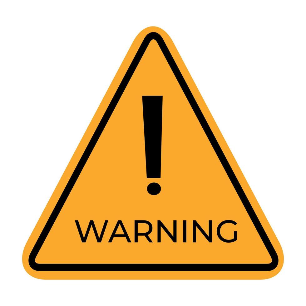 A triangular warning symbol with an exclamation mark. Vector illustration.