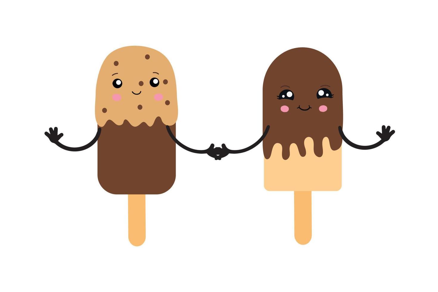 helado de paleta en un palo al estilo de kawaii. ilustración vectorial aislada en un fondo blanco. vector