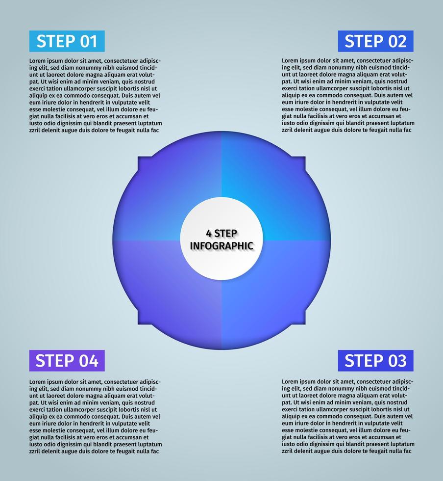 infografía de flechas de círculo vectorial, diagrama de ciclo, gráfico, gráfico de presentación. concepto de negocio con 4 opciones, partes, pasos y procesos. plantilla de negocio vectorial para presentación. vector