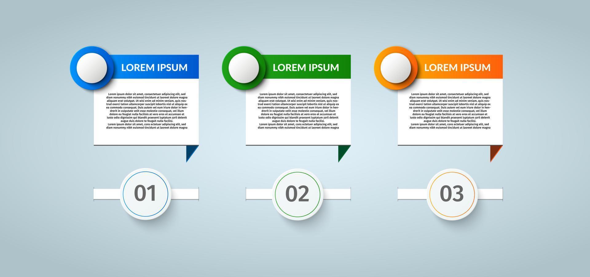 infografía de negocios. plantilla infográfica moderna. diagrama abstracto con 3 pasos, opciones, partes o procesos. plantilla de negocio vectorial para presentación. concepto creativo para infografía vector