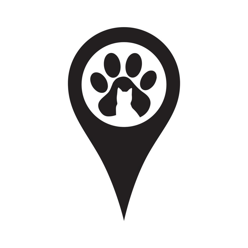 Location pin set. Pins indicating the location of a veterinary clinic, pet store, animal care center. Vector illustration in flat style