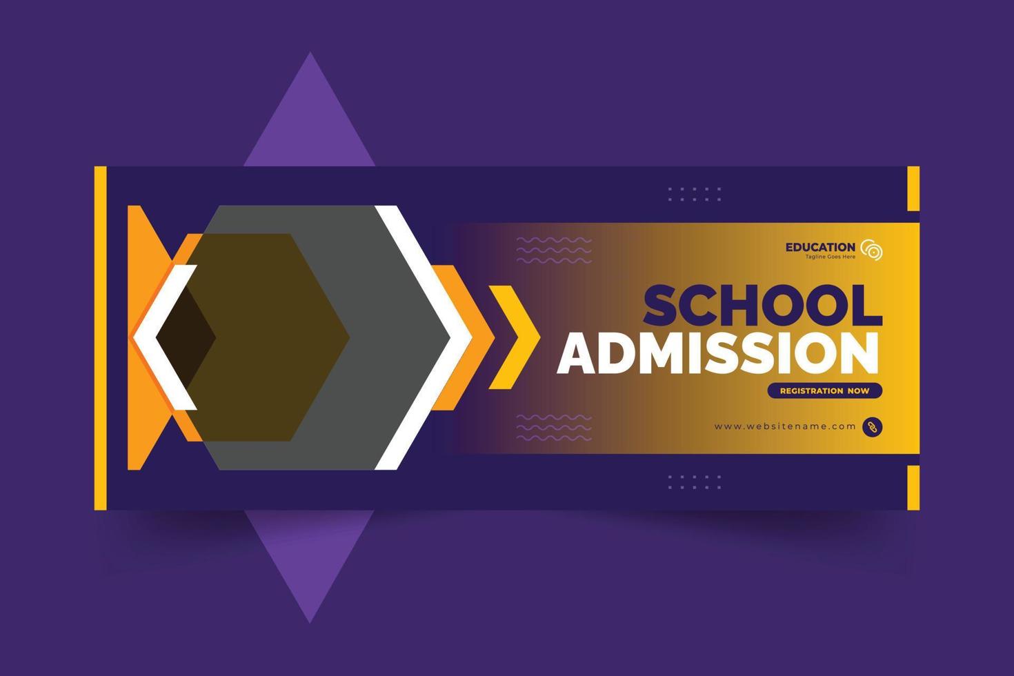 School admission web banner design and social media cover banner template vector