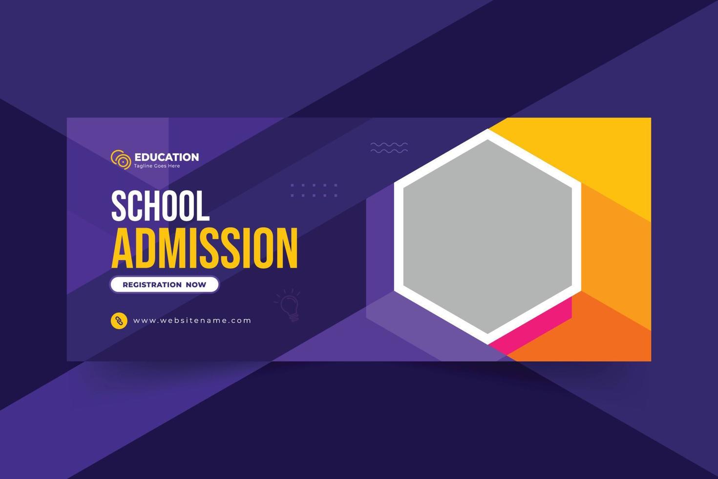 School admission web banner and social media cover template vector