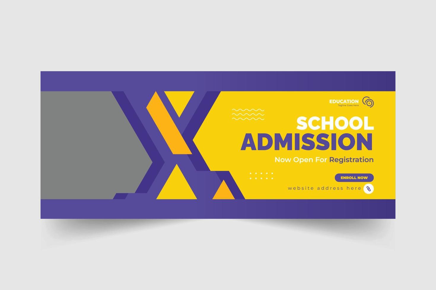 School admission web banner and cover design template vector