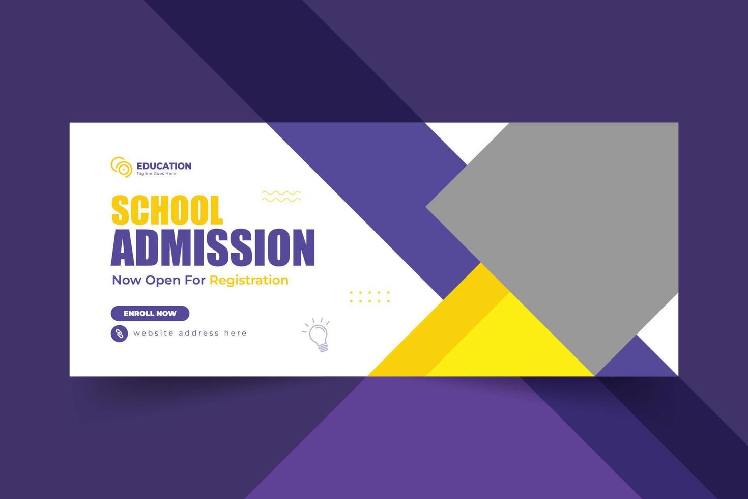 School admission cover web banner template design vector