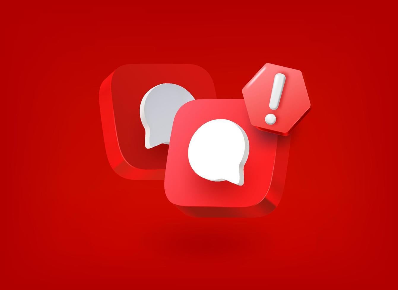 Speech cloud icons with stop sign. 3d vector illustration