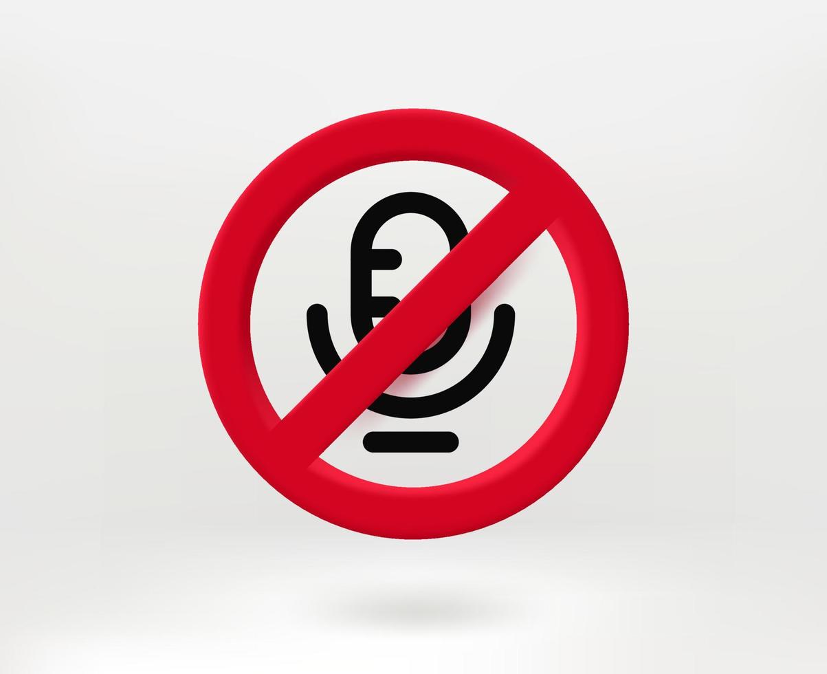 No voice concept with microphone icon. 3d vector illustration