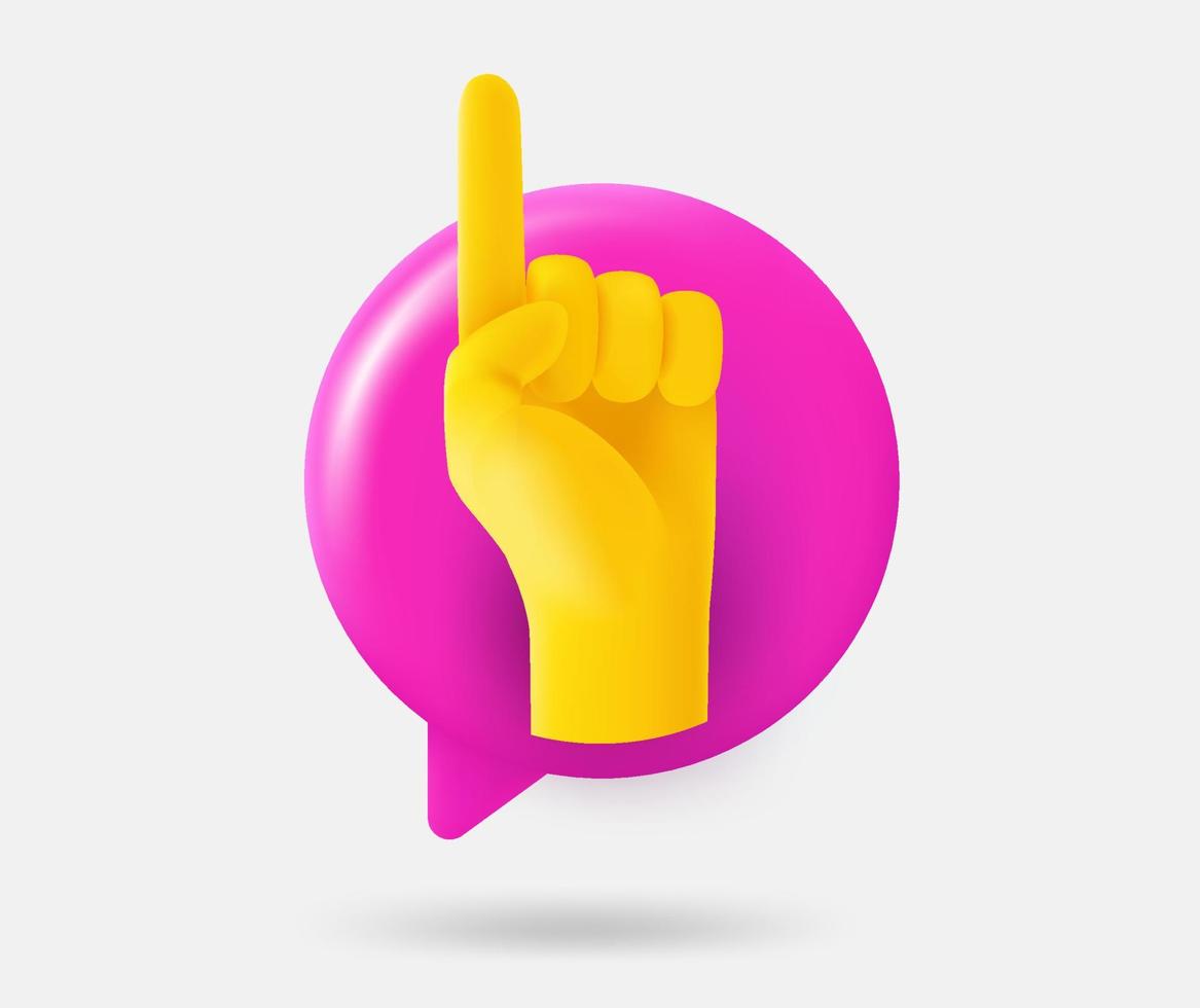 Speech cloud with pointing gesture. 3d vector isolated illustration