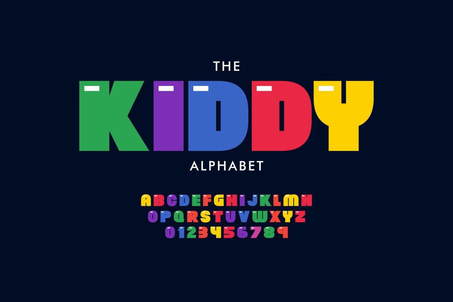 simple and colorful kids alphabet font. childsh typeface. modern alphabet design vector