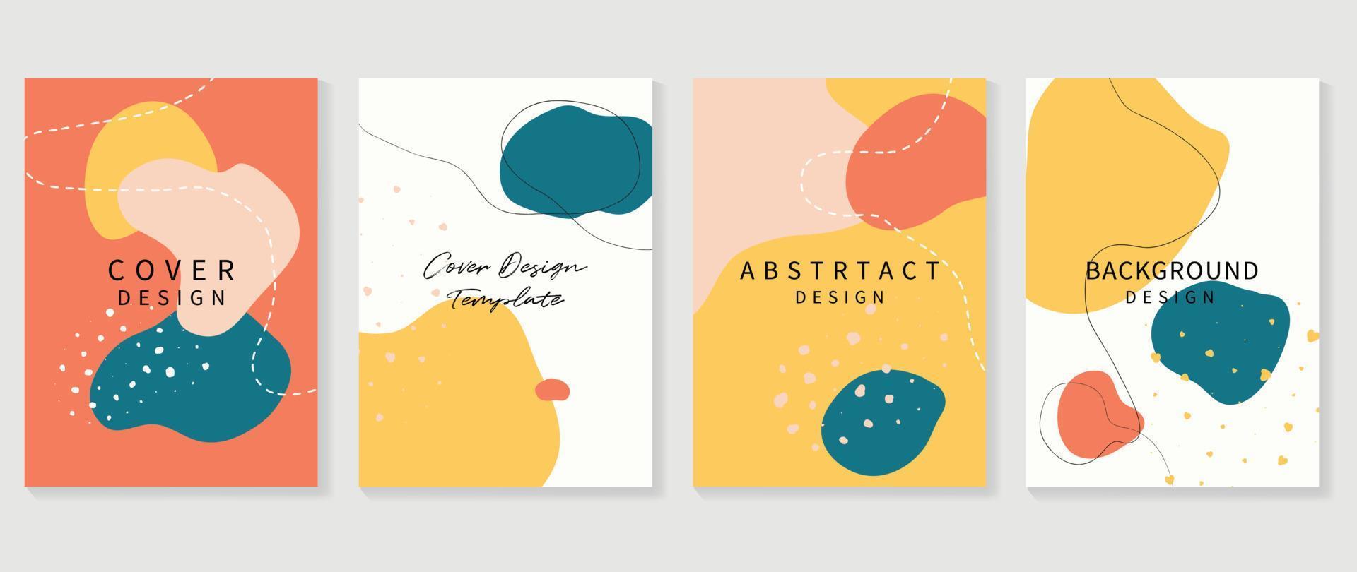 Abstract design cover set vector illustration. Creative background template with abstract colored organic shapes and line arts. Design for greeting card, invitation, social media, poster, banner.