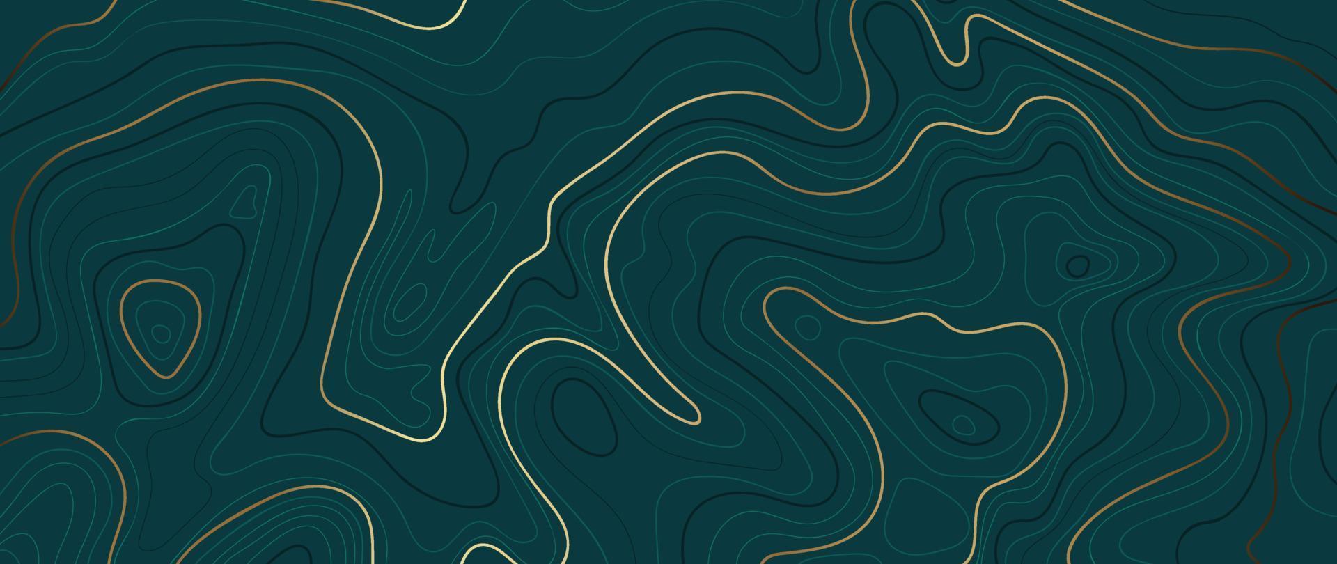 Luxury gold abstract line art background vector. Mountain topographic terrain map background with gold lines texture. Design illustration for wall art, fabric, packaging, web, banner, app, wallpaper. vector