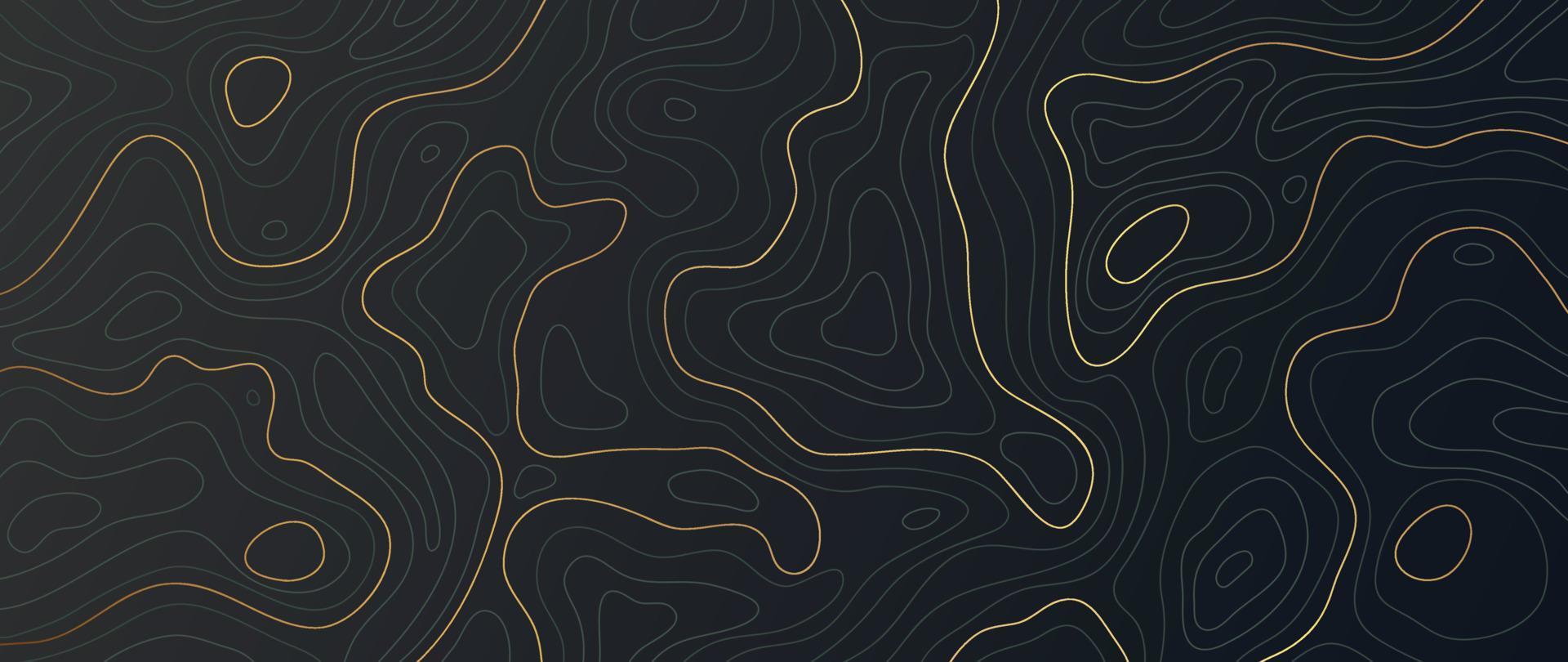 Luxury gold abstract line art background vector. Mountain topographic terrain map background with gold lines texture. Design illustration for wall art, fabric, packaging, web, banner, app, wallpaper. vector